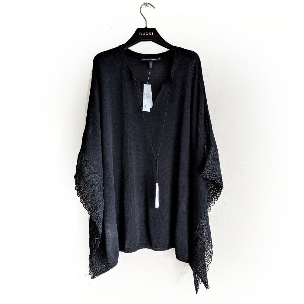 🍁Nwt WHBM BUTTERFLY LACE TRIM PULLOVER SWEATER